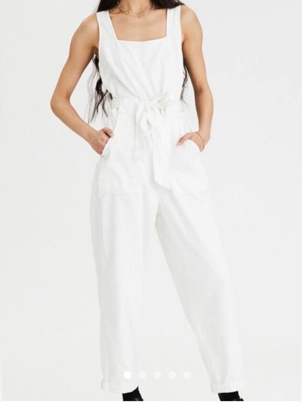 American Eagle 100% Cotton Crop Jumpsuit Size XL Coastal Summer Beach